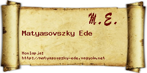 Matyasovszky Ede névjegykártya